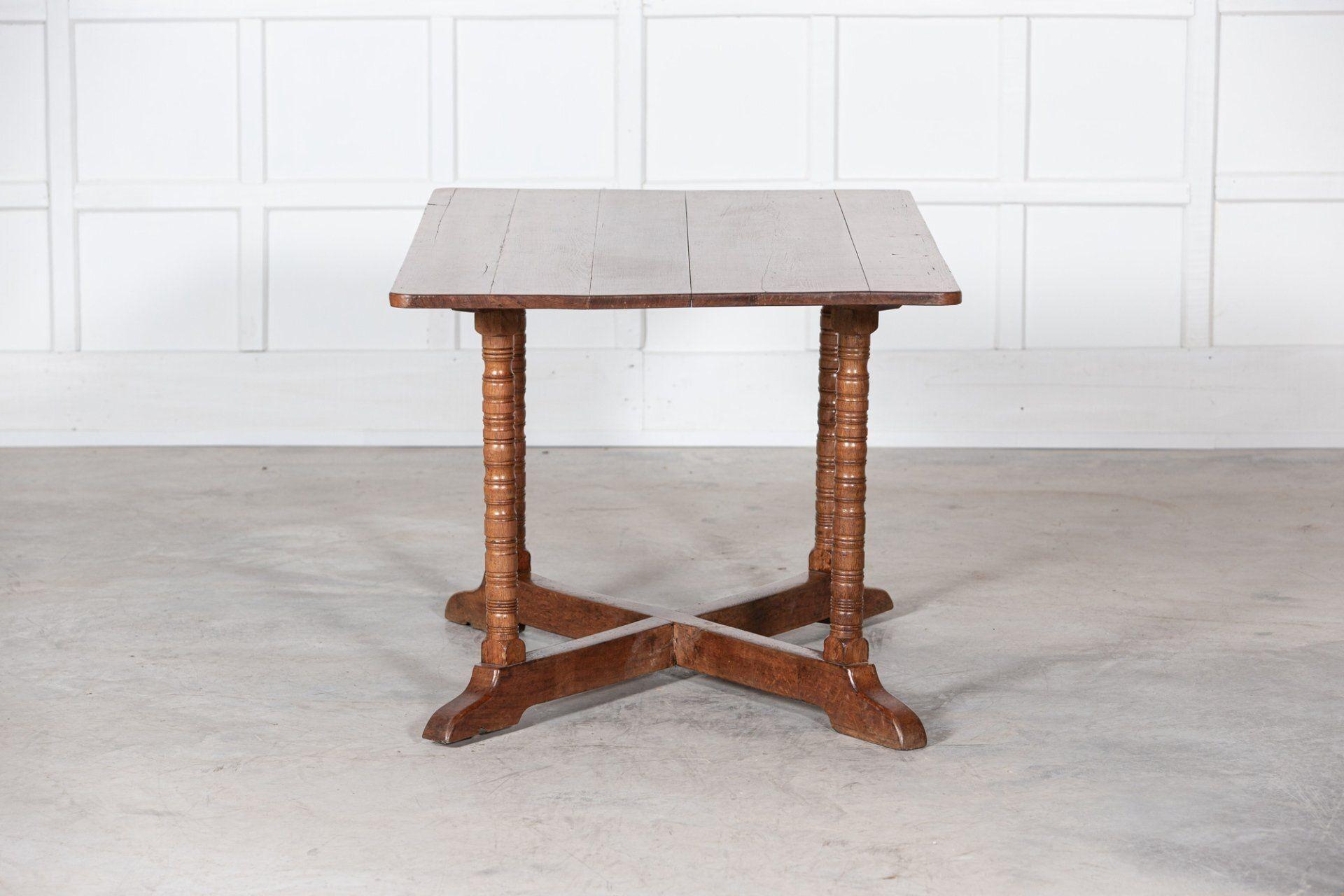 19th Century 19thC English Oak & Pine Top Centre Table For Sale