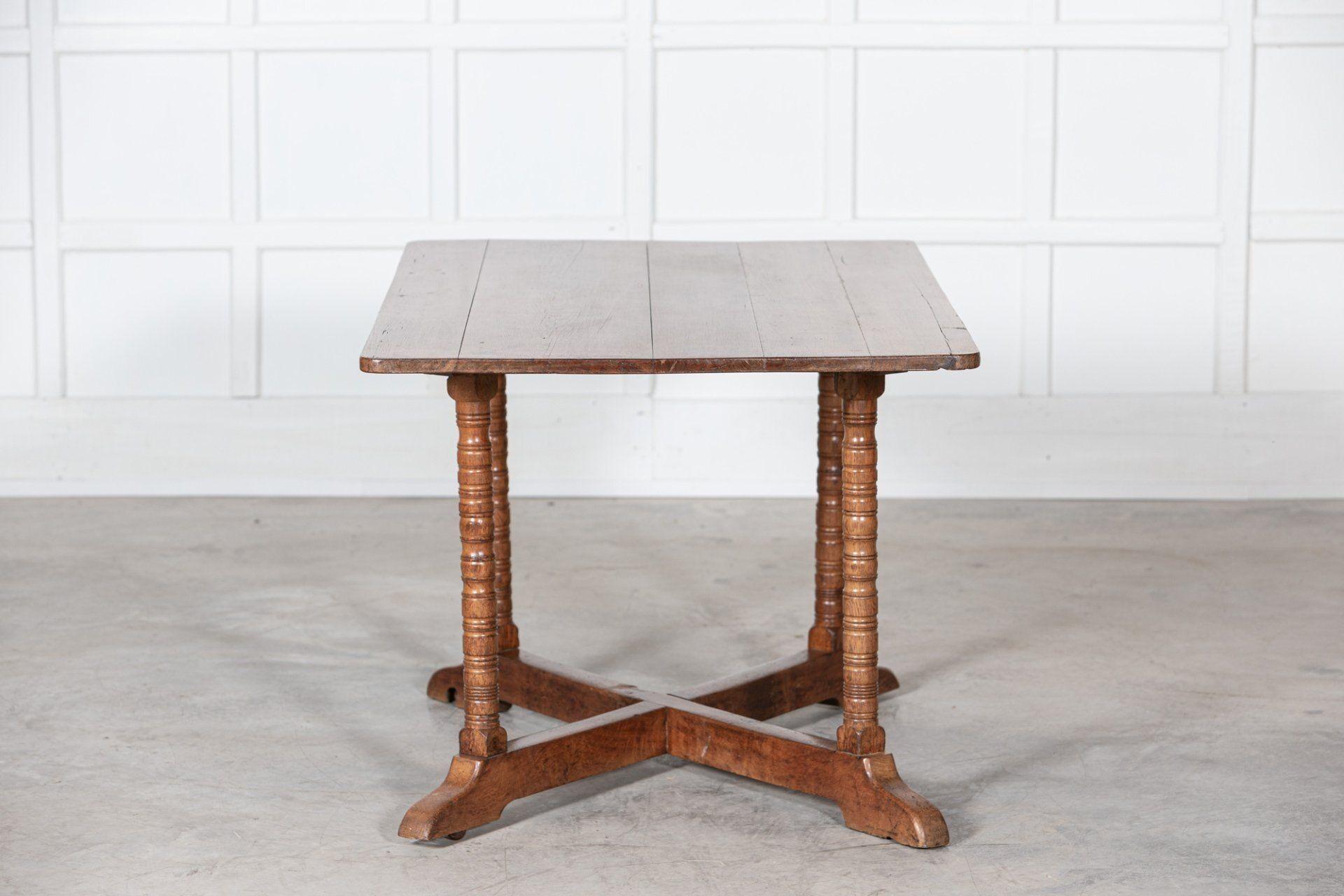 19thC English Oak & Pine Top Centre Table For Sale 1