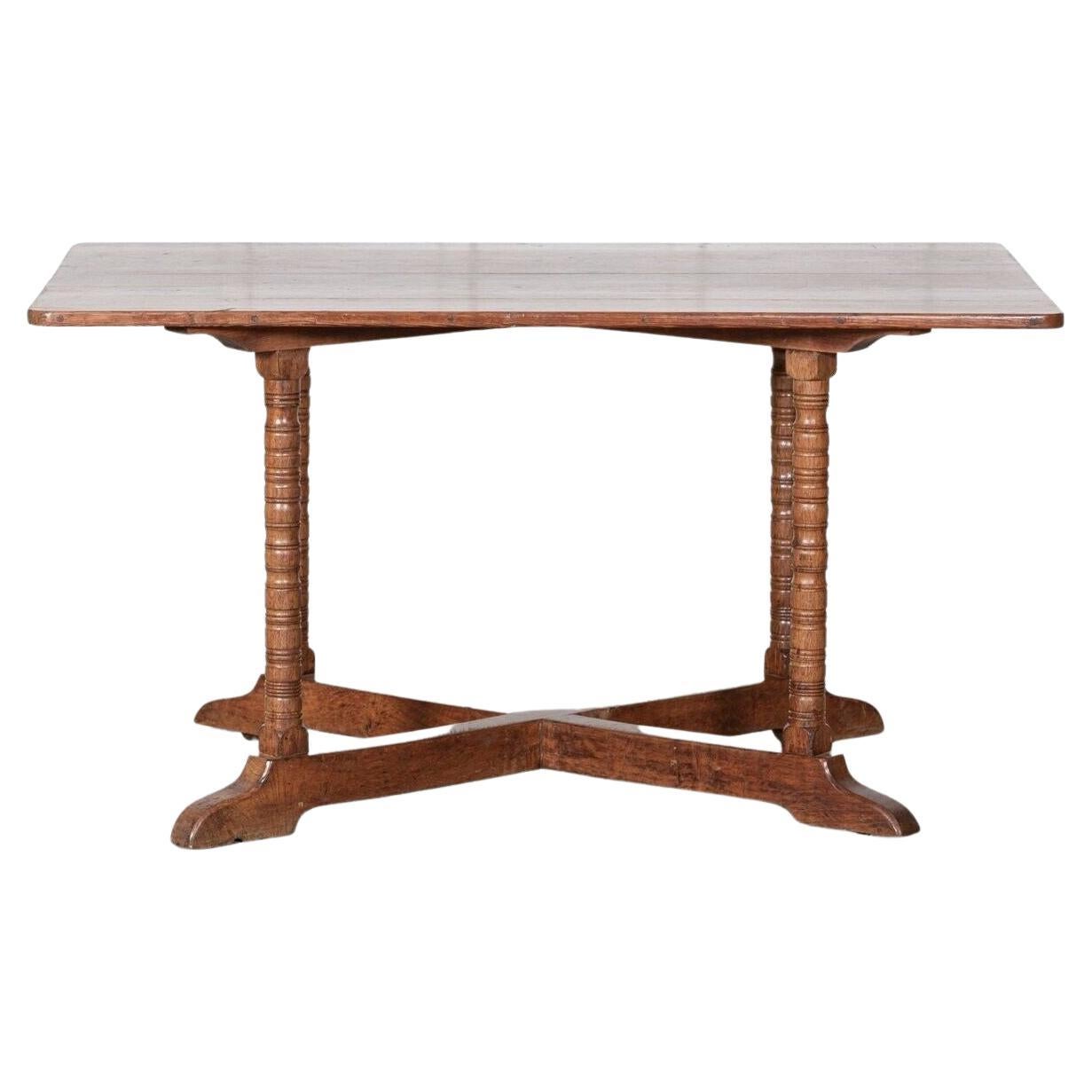 19thC English Oak & Pine Top Centre Table For Sale