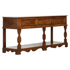 19thC English Oak Potboard Dresser Base