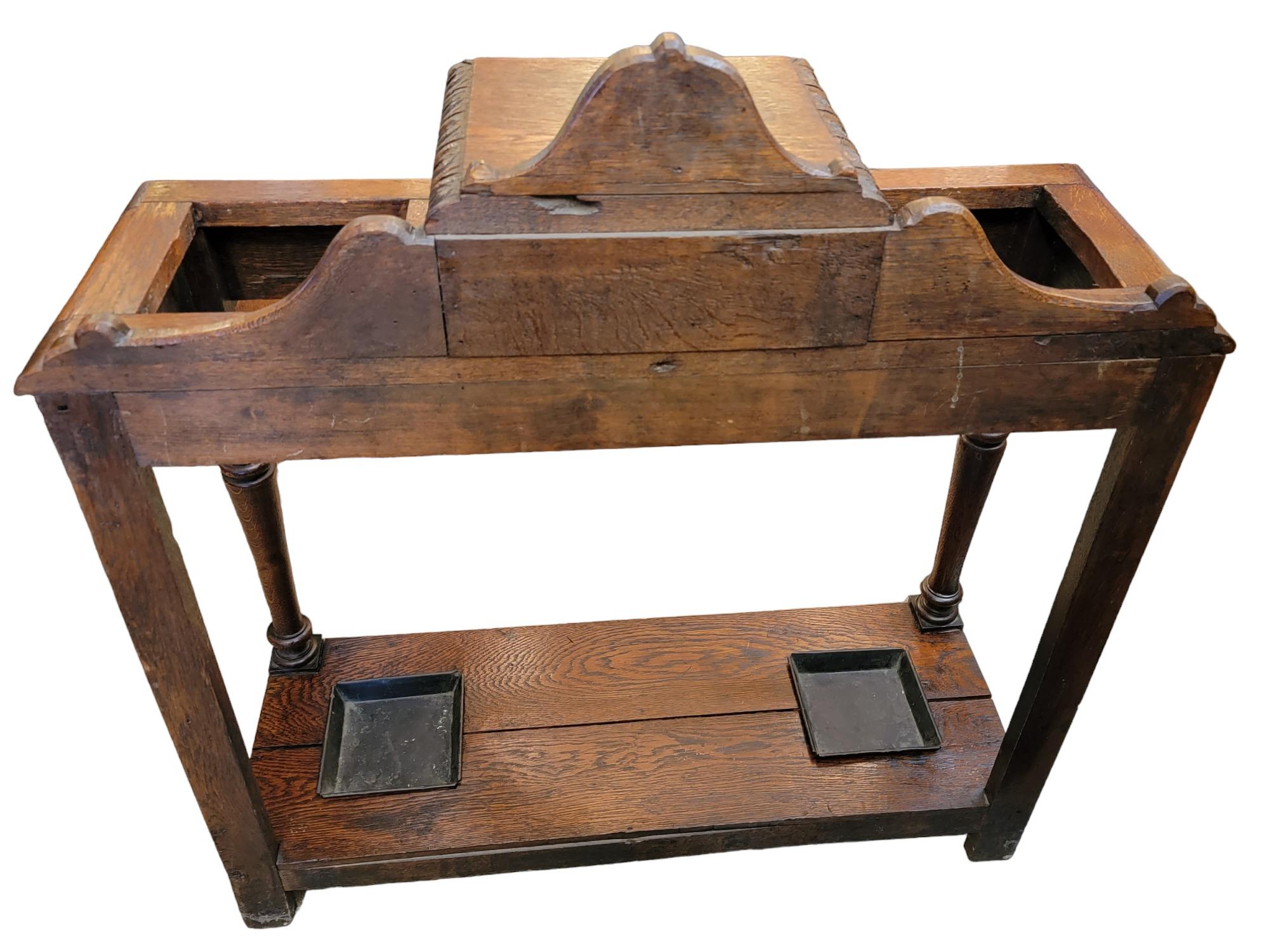 19th Century 19thc English Oak Umbrella Console Table
