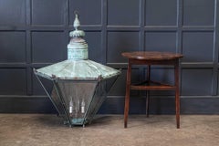 19thC English Oversized Hexagonal Verdigris Statement Lantern