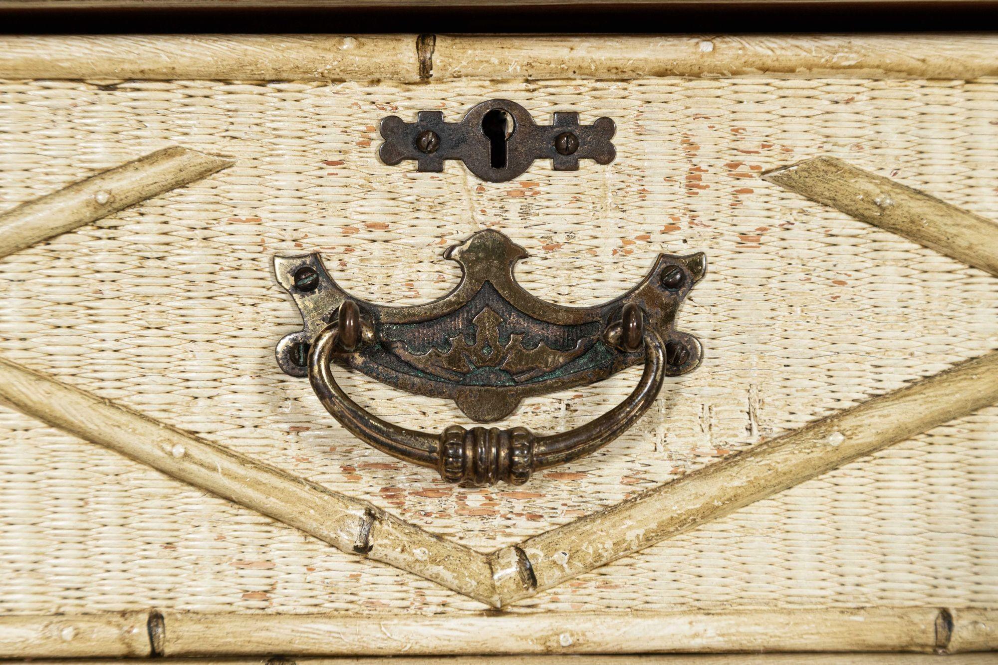 19thC English Painted Bamboo Chest Drawers For Sale 6