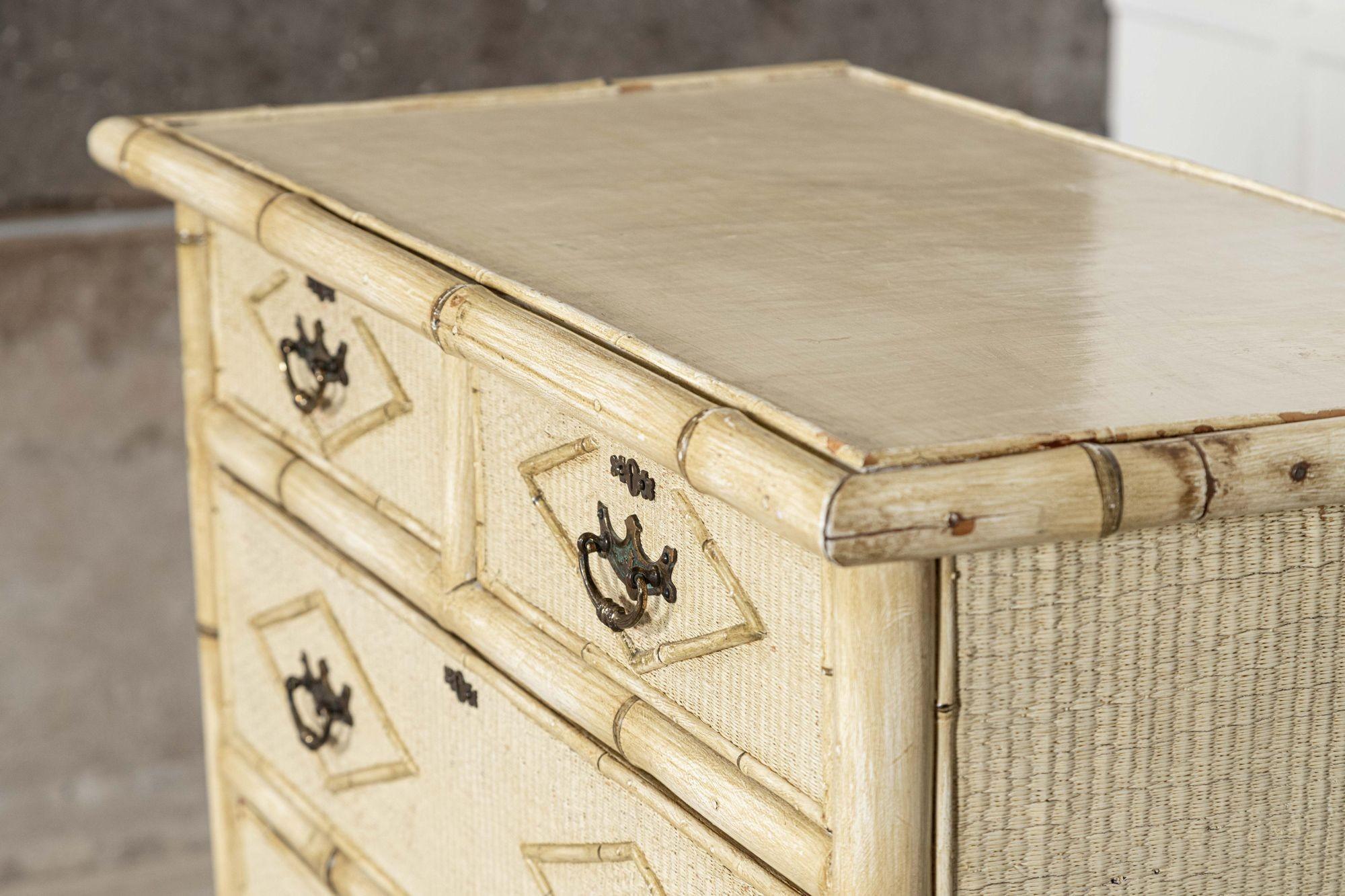19thC English Painted Bamboo Chest Drawers For Sale 7