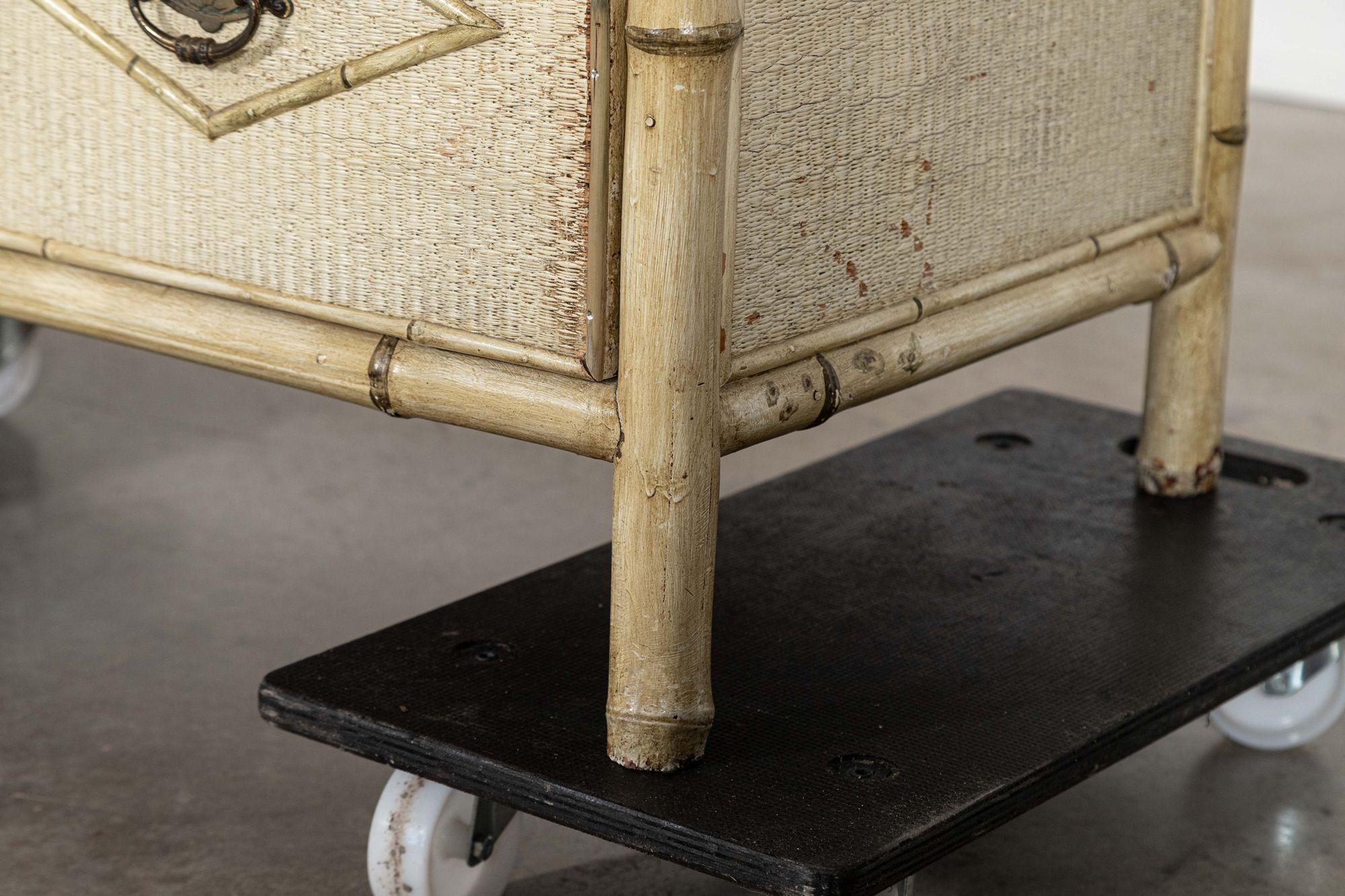 19thC English Painted Bamboo Chest Drawers For Sale 8