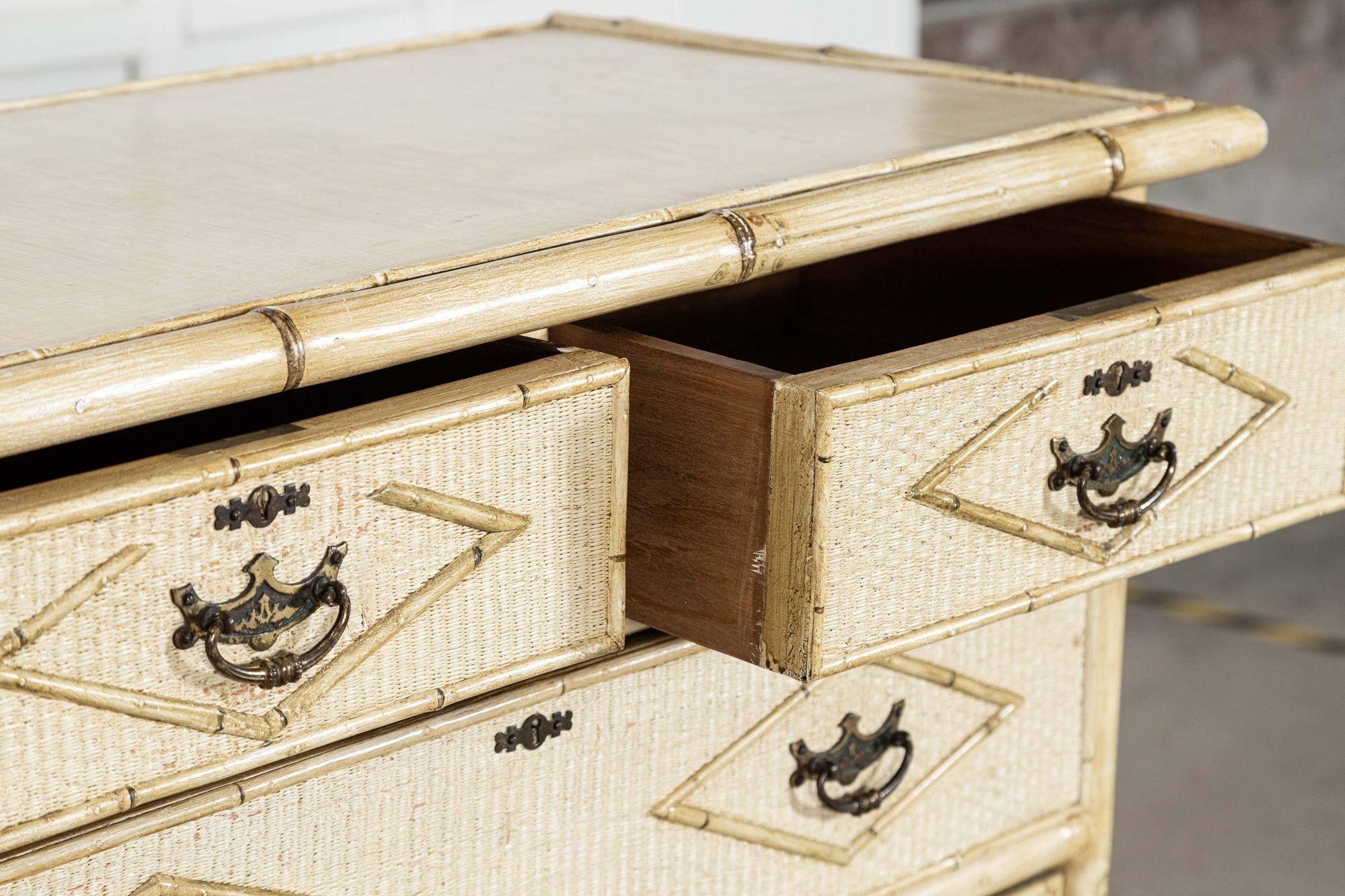 19thC English Painted Bamboo Chest Drawers For Sale 10