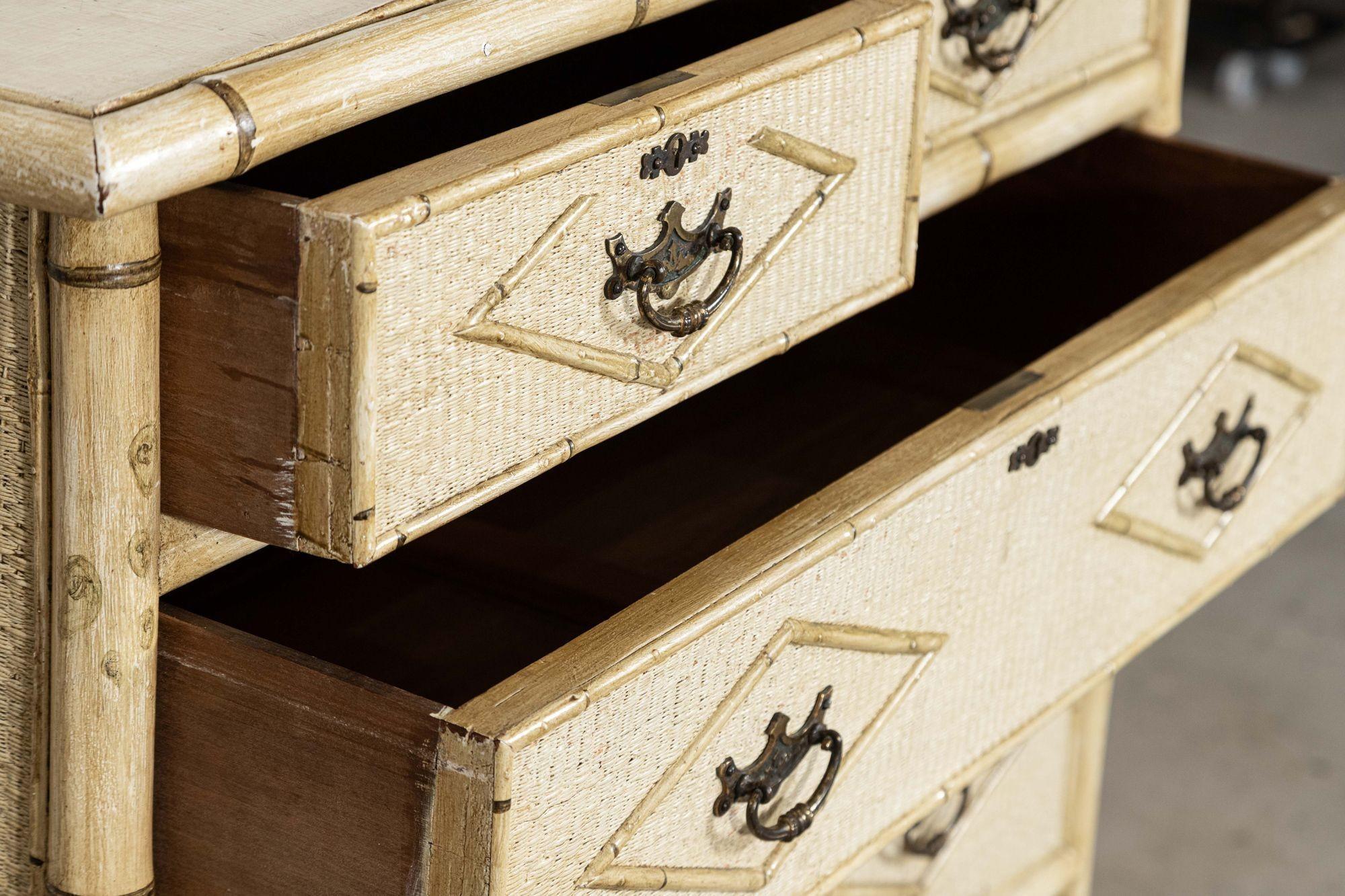 19thC English Painted Bamboo Chest Drawers For Sale 3