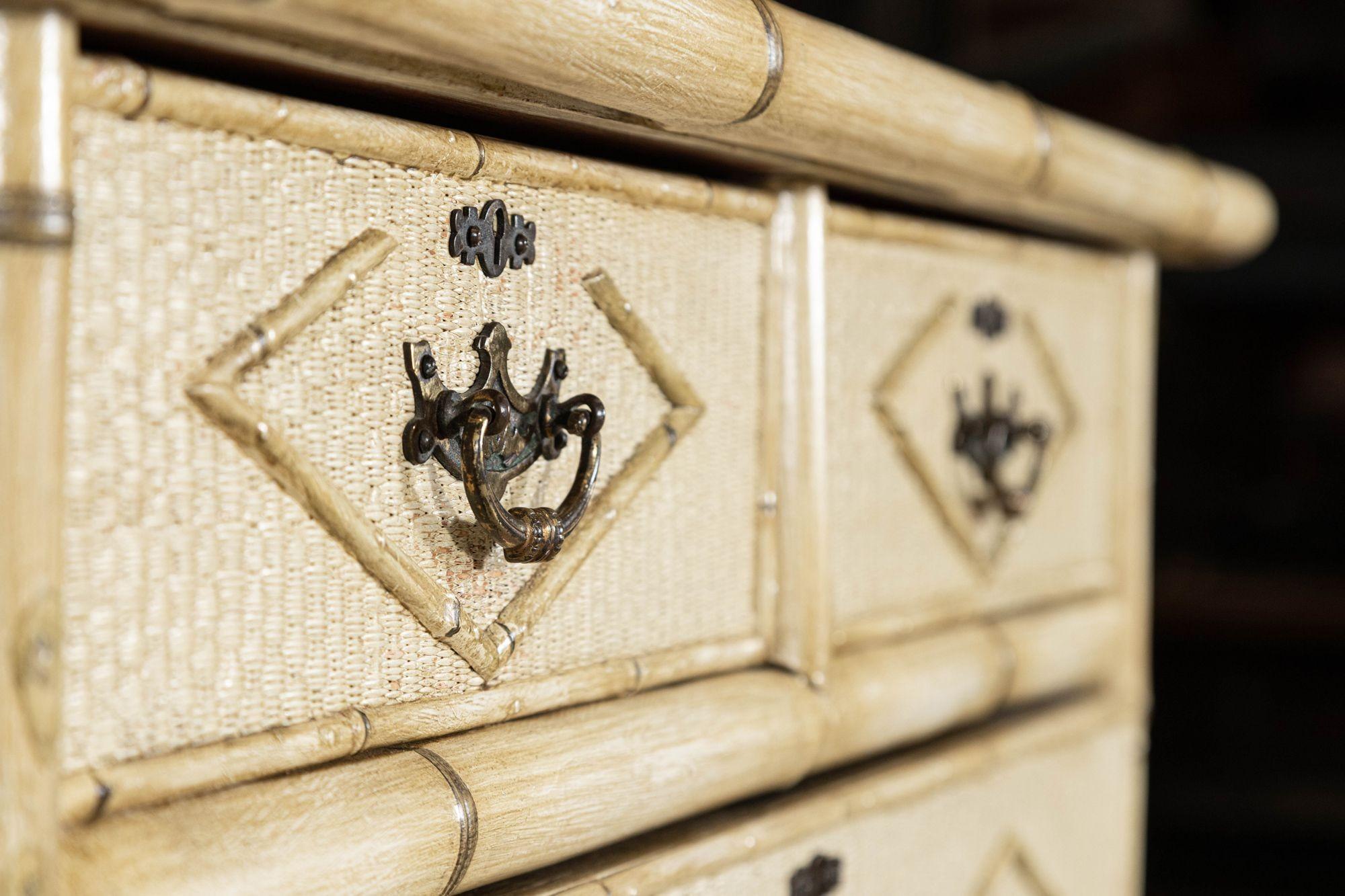 19thC English Painted Bamboo Chest Drawers For Sale 5