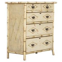 19thC English Painted Bamboo Chest Drawers