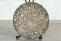 19thC English Painted Cast Iron Marble Garden Table