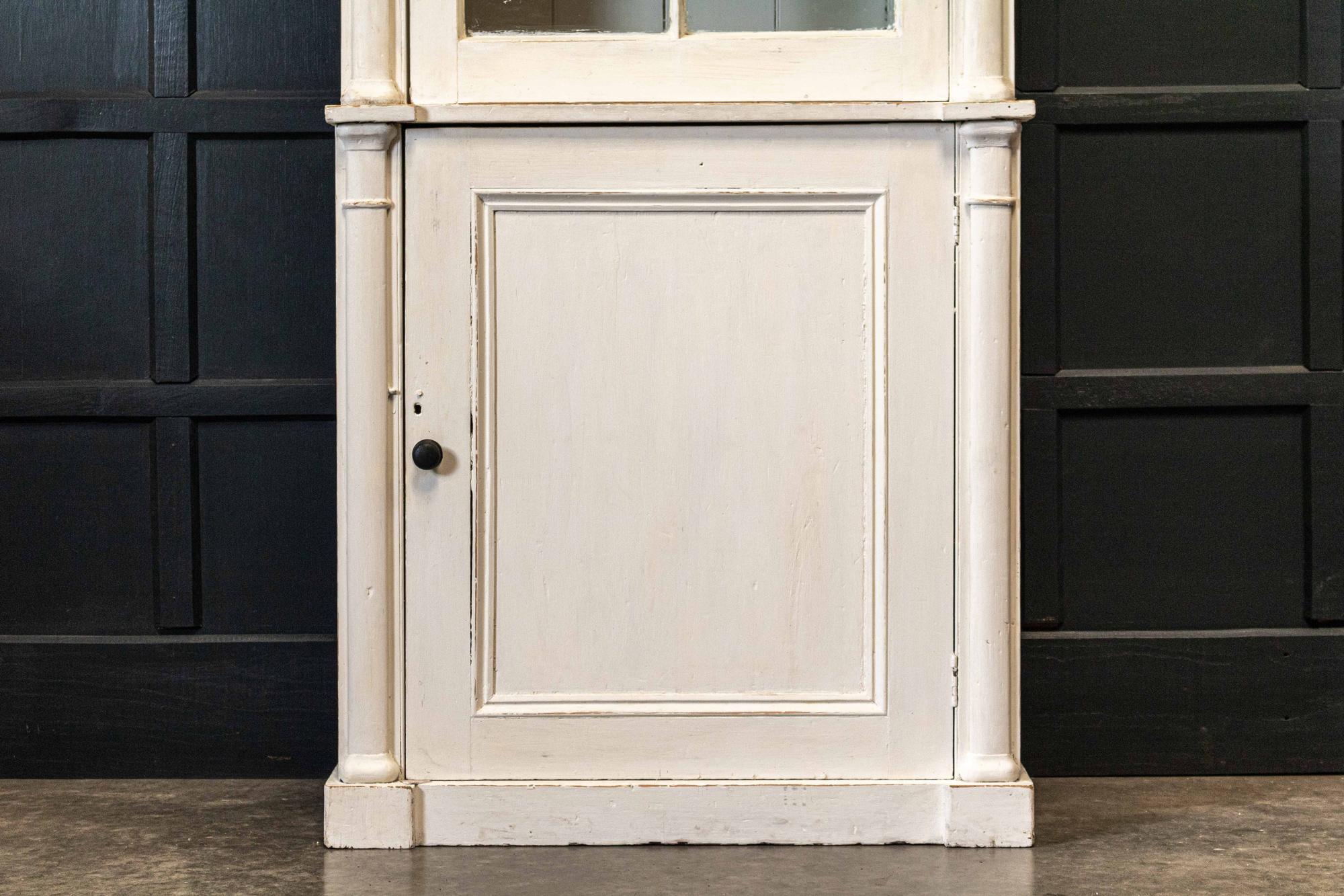 19thC English Painted Glazed Bookcase / Vitrine / Cabinet 1