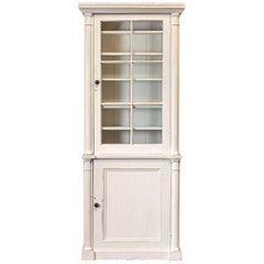 19thC English Painted Glazed Bookcase / Vitrine / Cabinet
