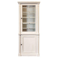 19thC English Painted Glazed Bookcase / Vitrine / Cabinet