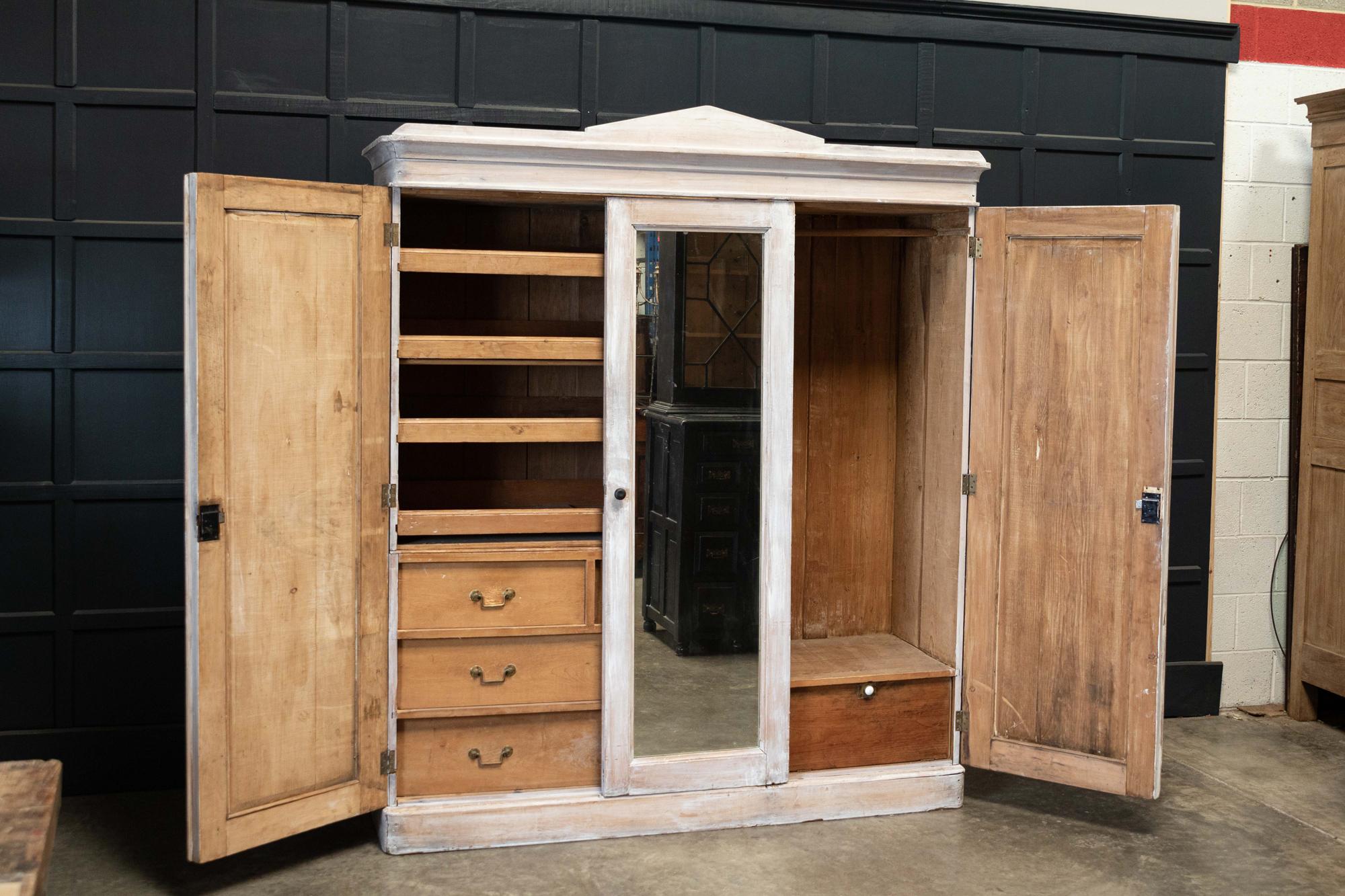 Circa 1870

19thC English Painted Pine Compactum Wardrobe

Made of 8 individual sections that fit together

(deep scratches in the mirror)

sku 537

W180 x D55 x H214cm