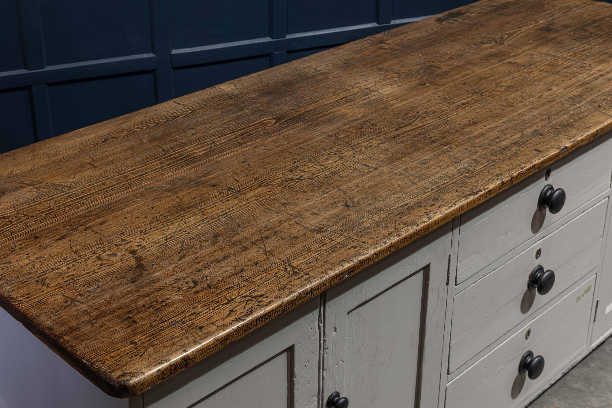 19th Century English Painted Pine Counter 7