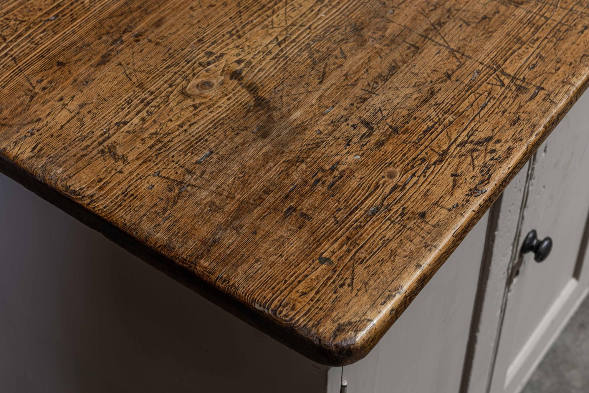 19th Century English Painted Pine Counter 8