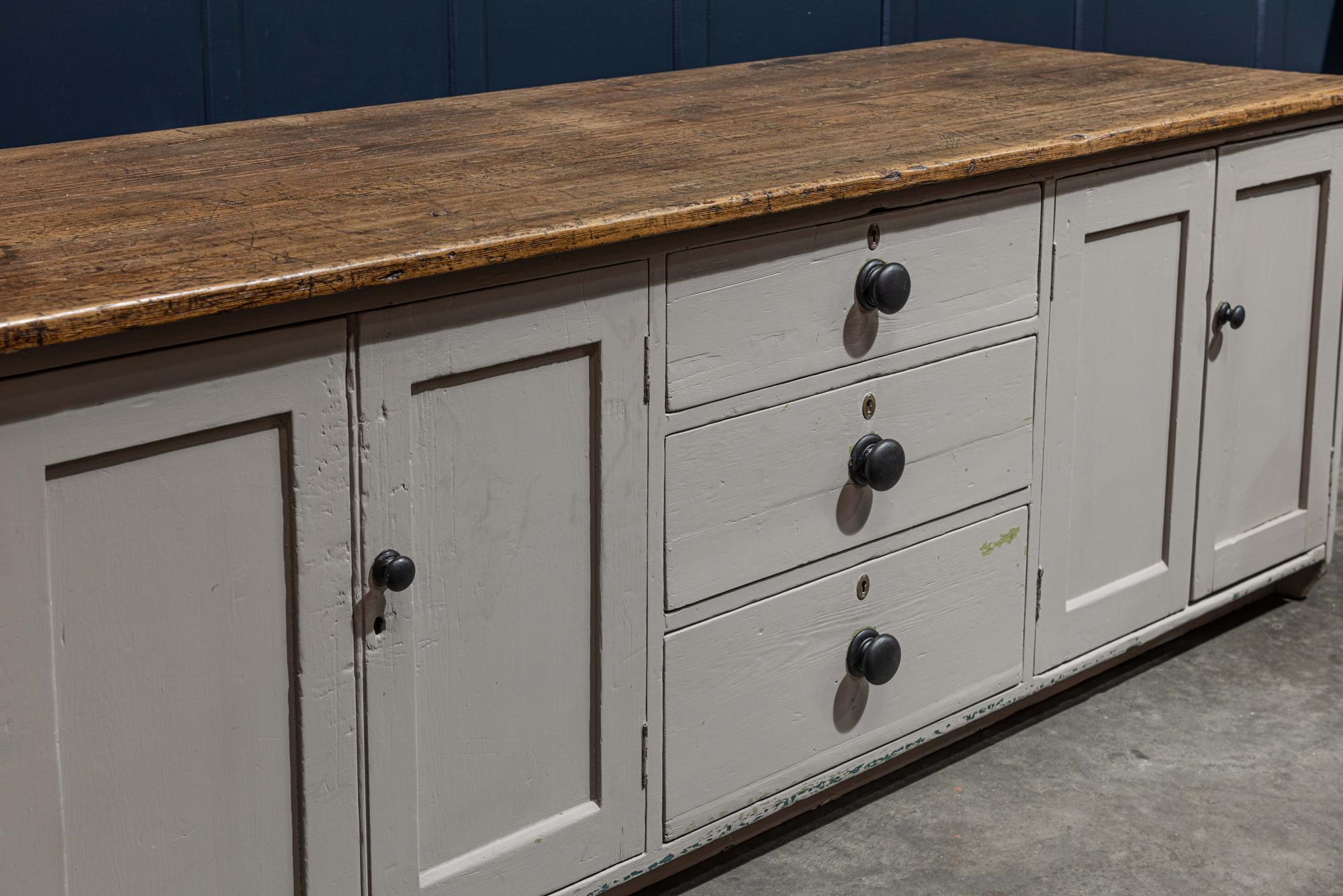 19th Century English Painted Pine Counter 1