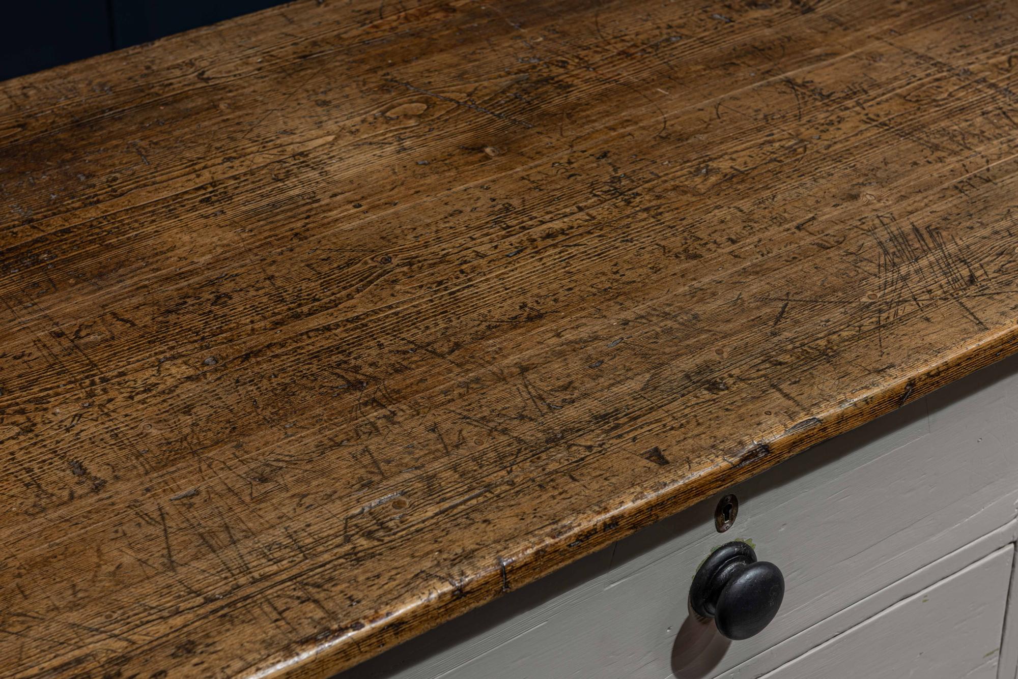 19th Century English Painted Pine Counter 2