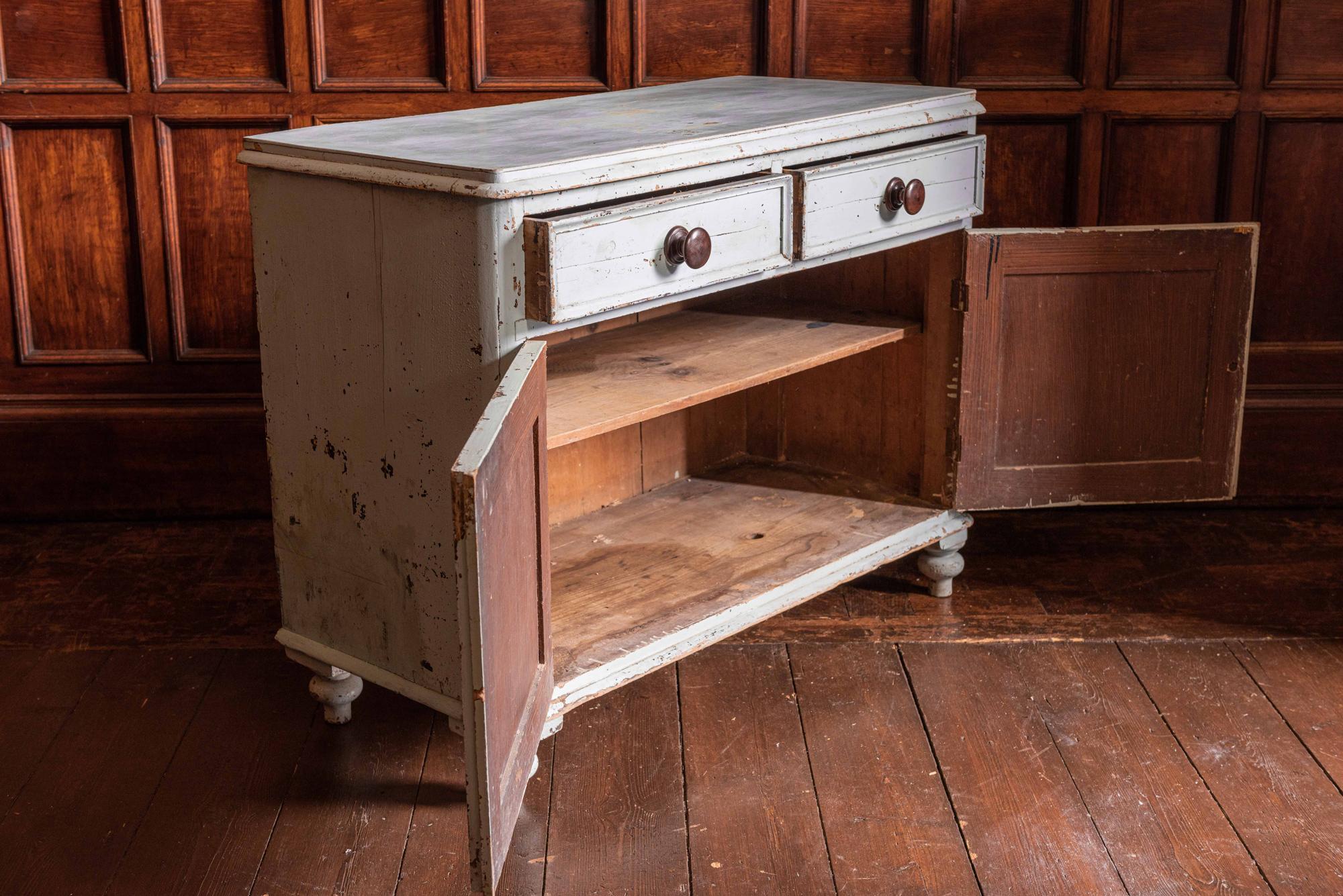 19th Century English Painted Pine Dresser Base / Cupboard In Good Condition In Staffordshire, GB