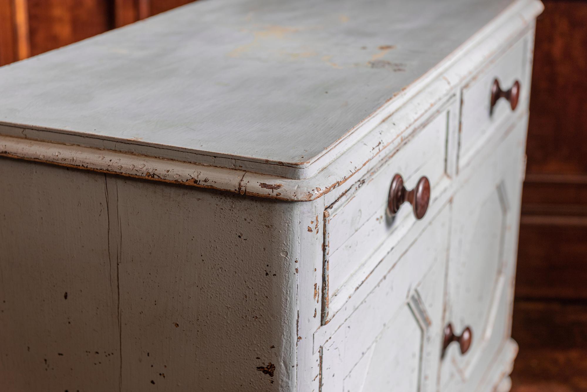 Late 19th Century 19th Century English Painted Pine Dresser Base / Cupboard