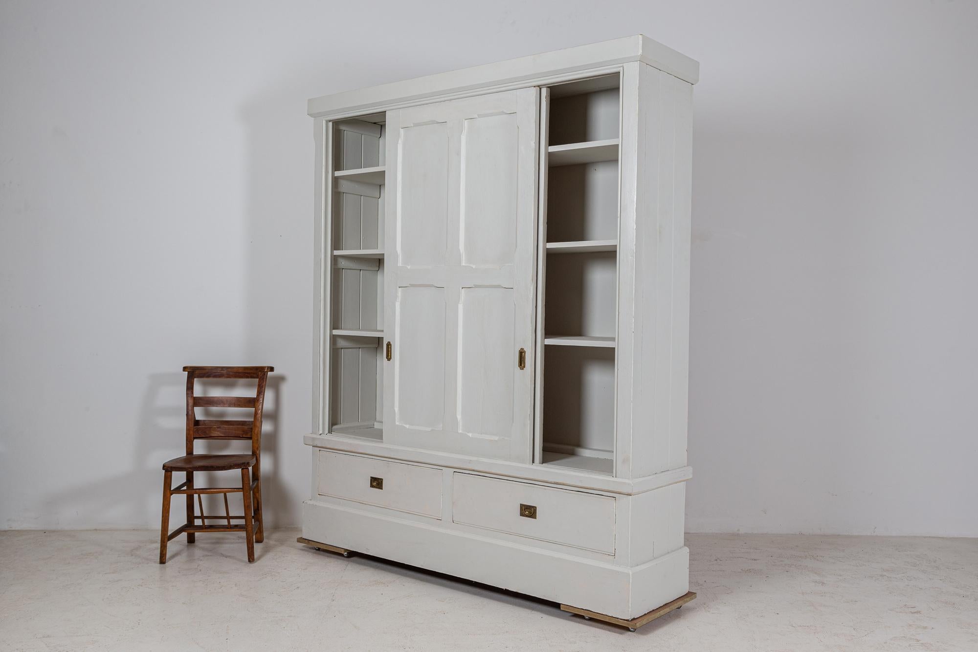 Late 19th Century 19thC English Painted Pine Housekeepers Cupboard