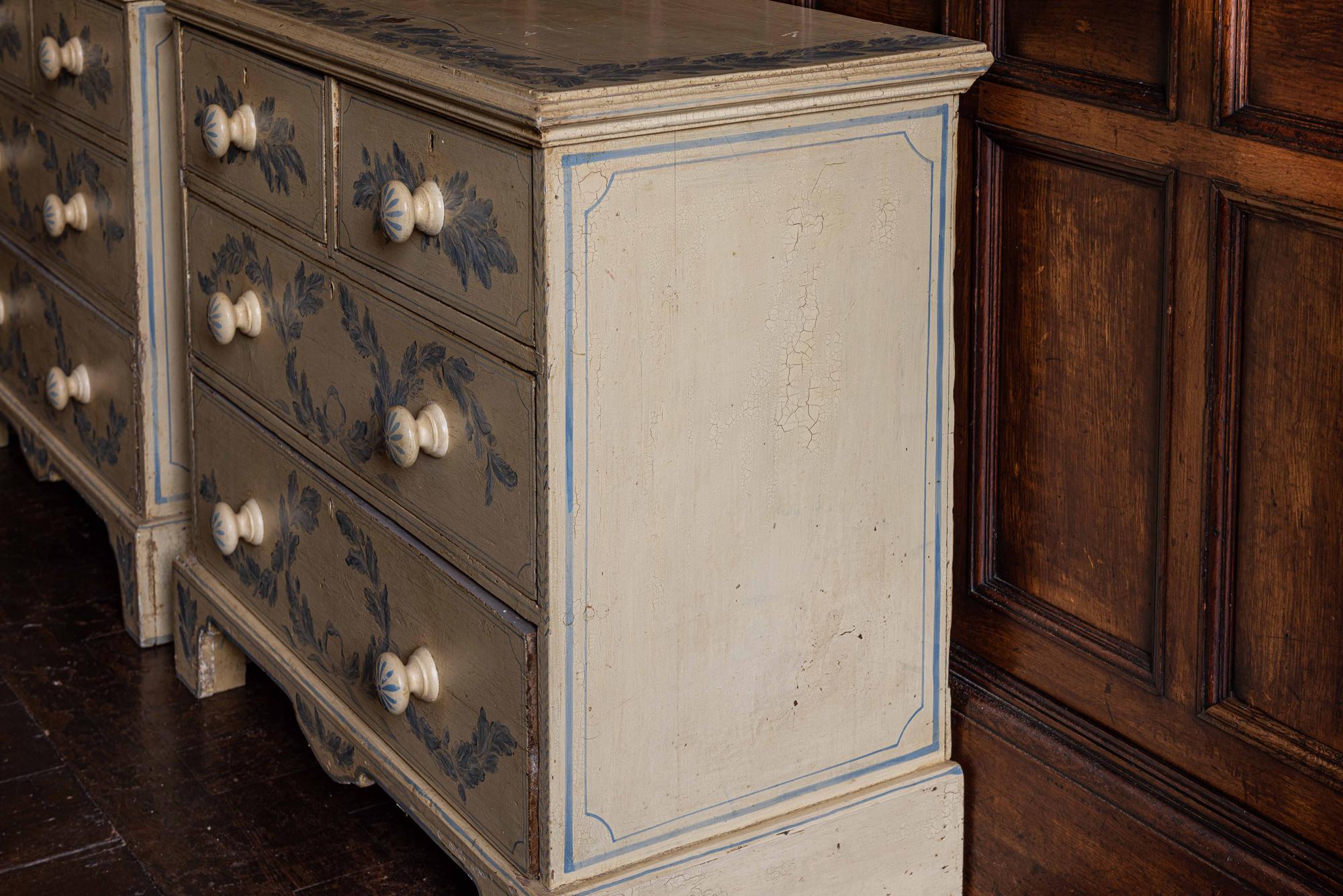 19th Century English Pair of Painted Chest of Drawers 10