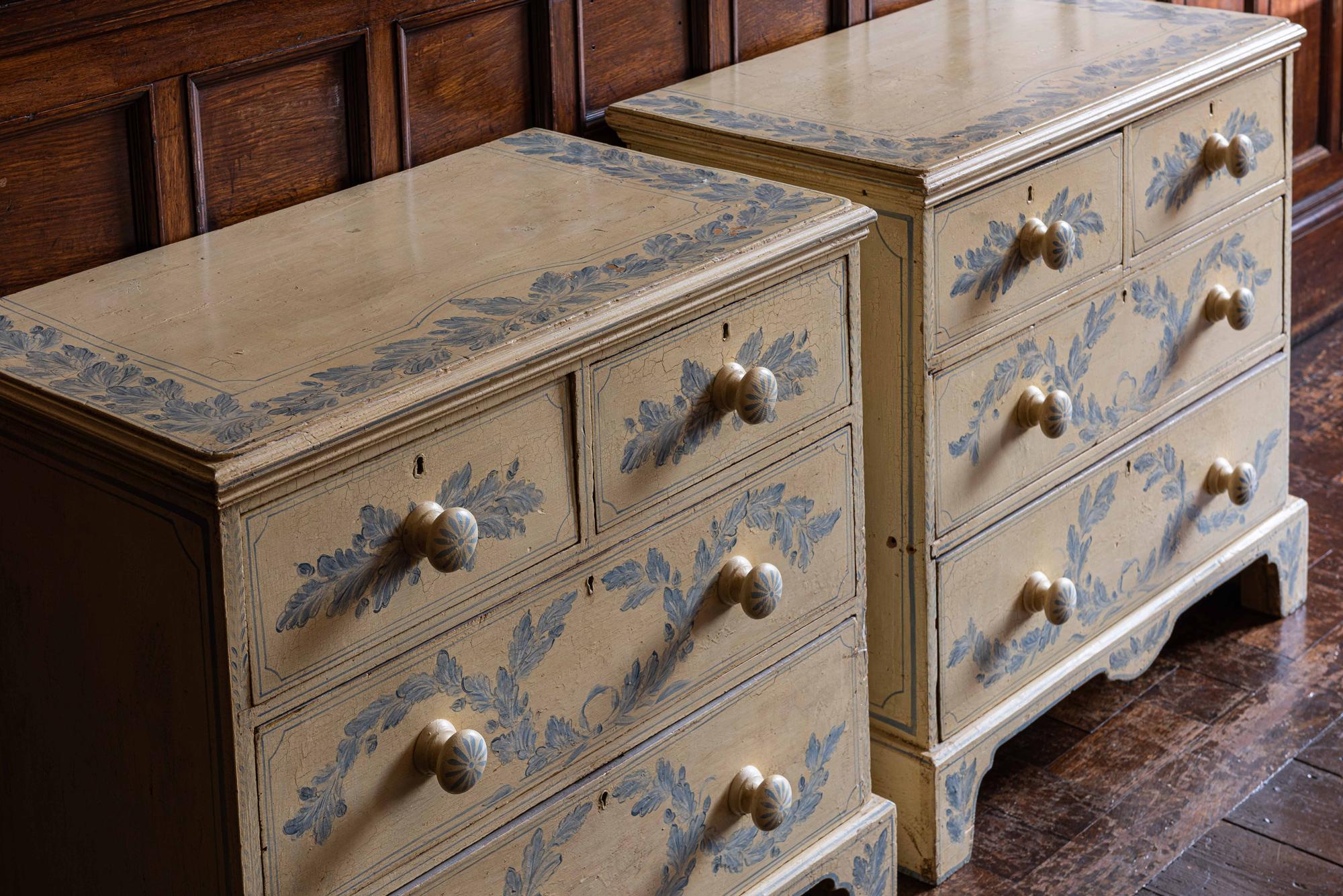 19th Century English Pair of Painted Chest of Drawers 11