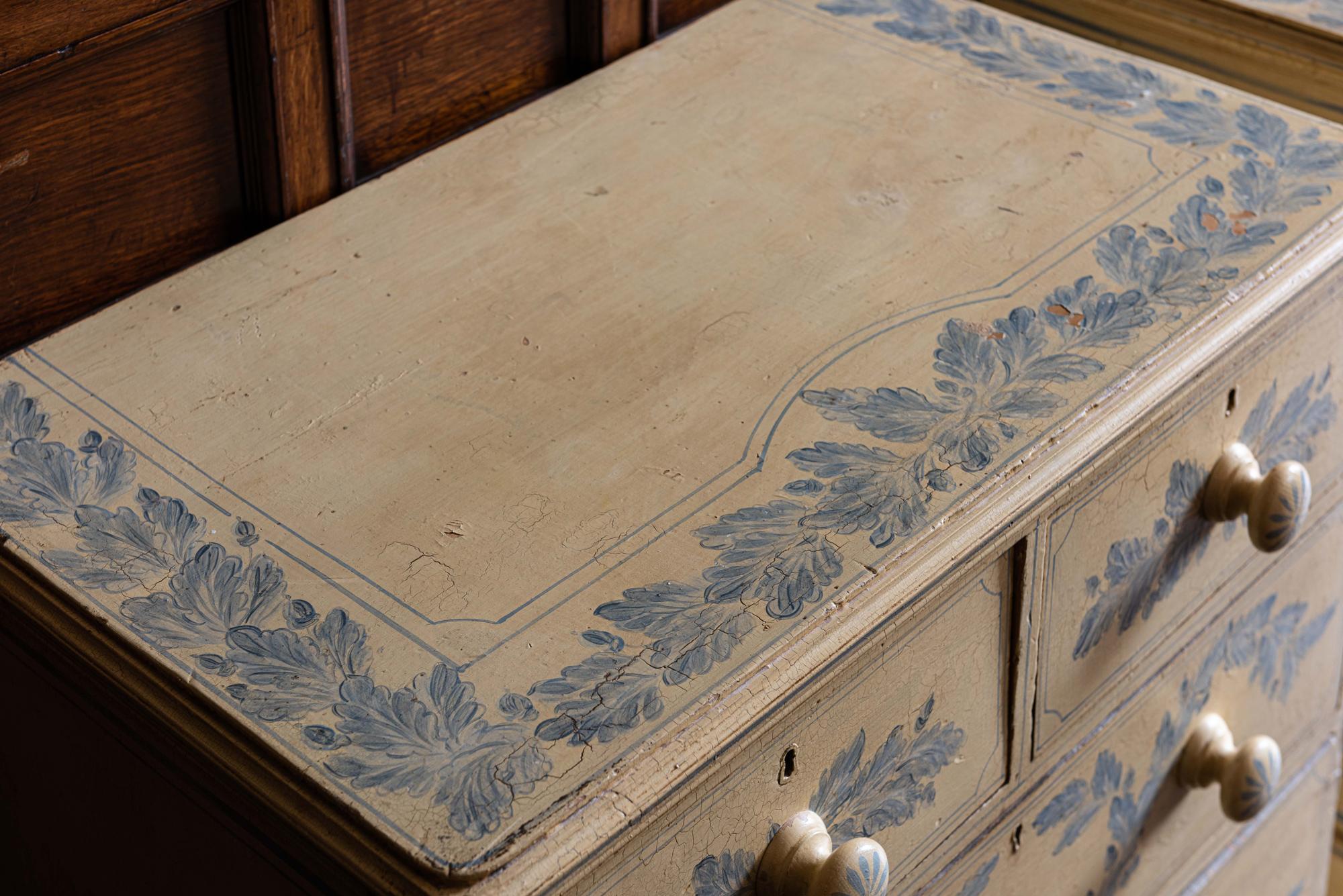 19th Century English Pair of Painted Chest of Drawers 12