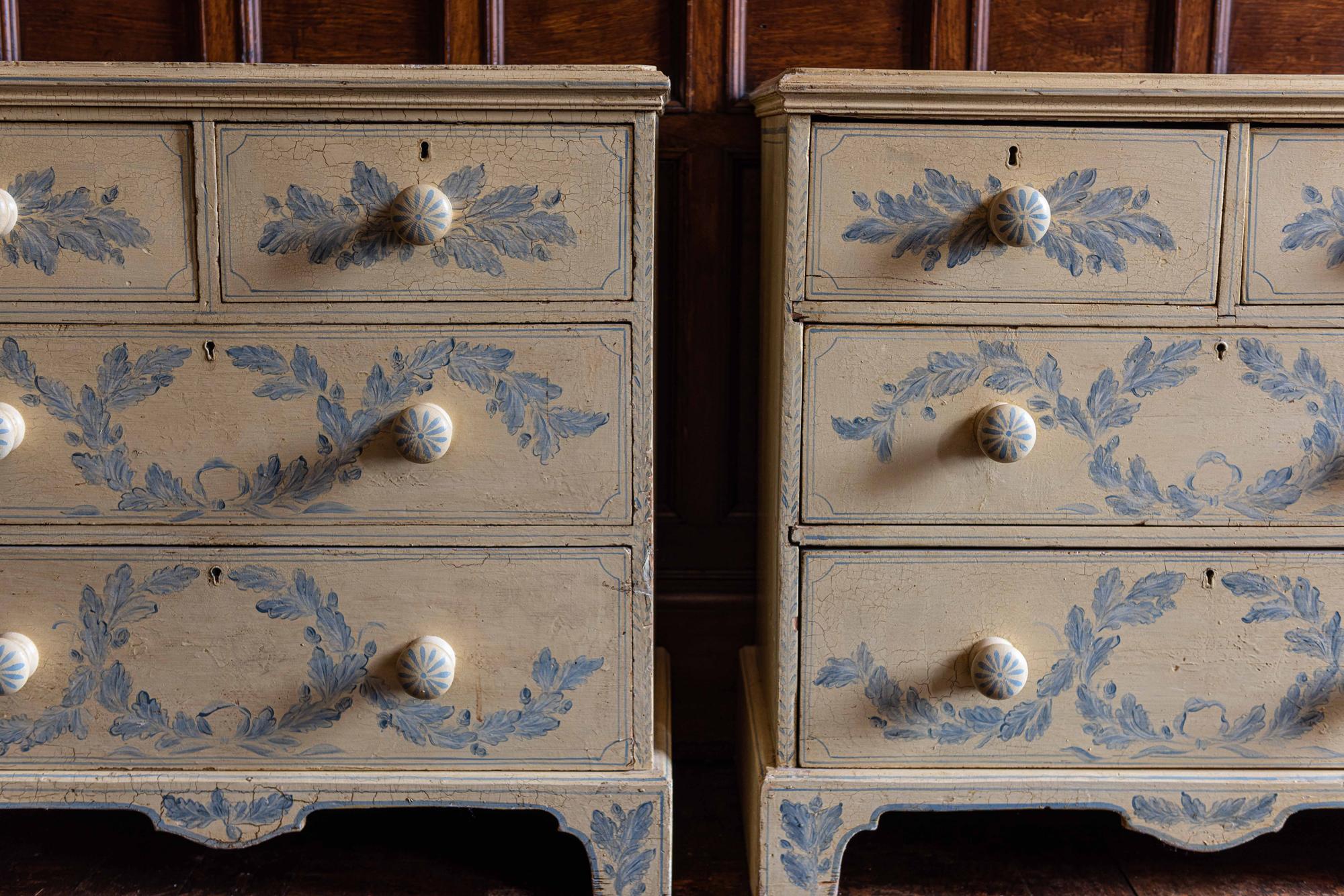 19th Century English Pair of Painted Chest of Drawers
Matching pair of country house painted chests of drawers in original paint.
Later knobs, circa 1840.

Price is for the pair.

Measures: 81 W x 46 D x 78 H cm.

    