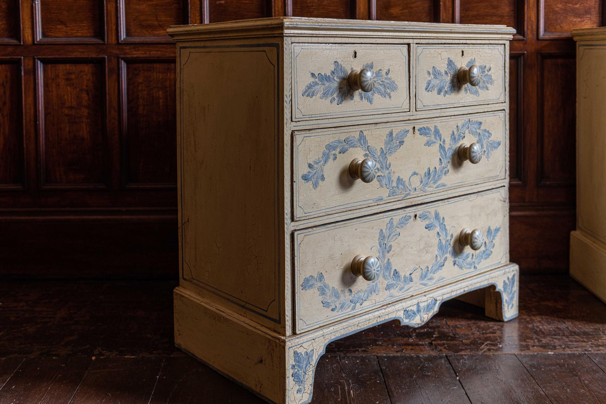 19th Century English Pair of Painted Chest of Drawers 1
