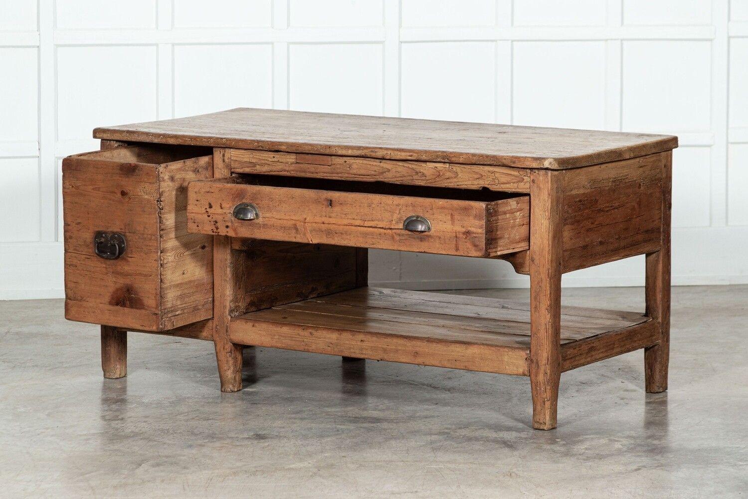 19thC English Pine Bakers Work Table /Island In Good Condition For Sale In Staffordshire, GB