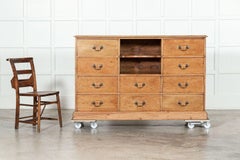 19thC English Pine Bank Haberdashery Drawers / Counter