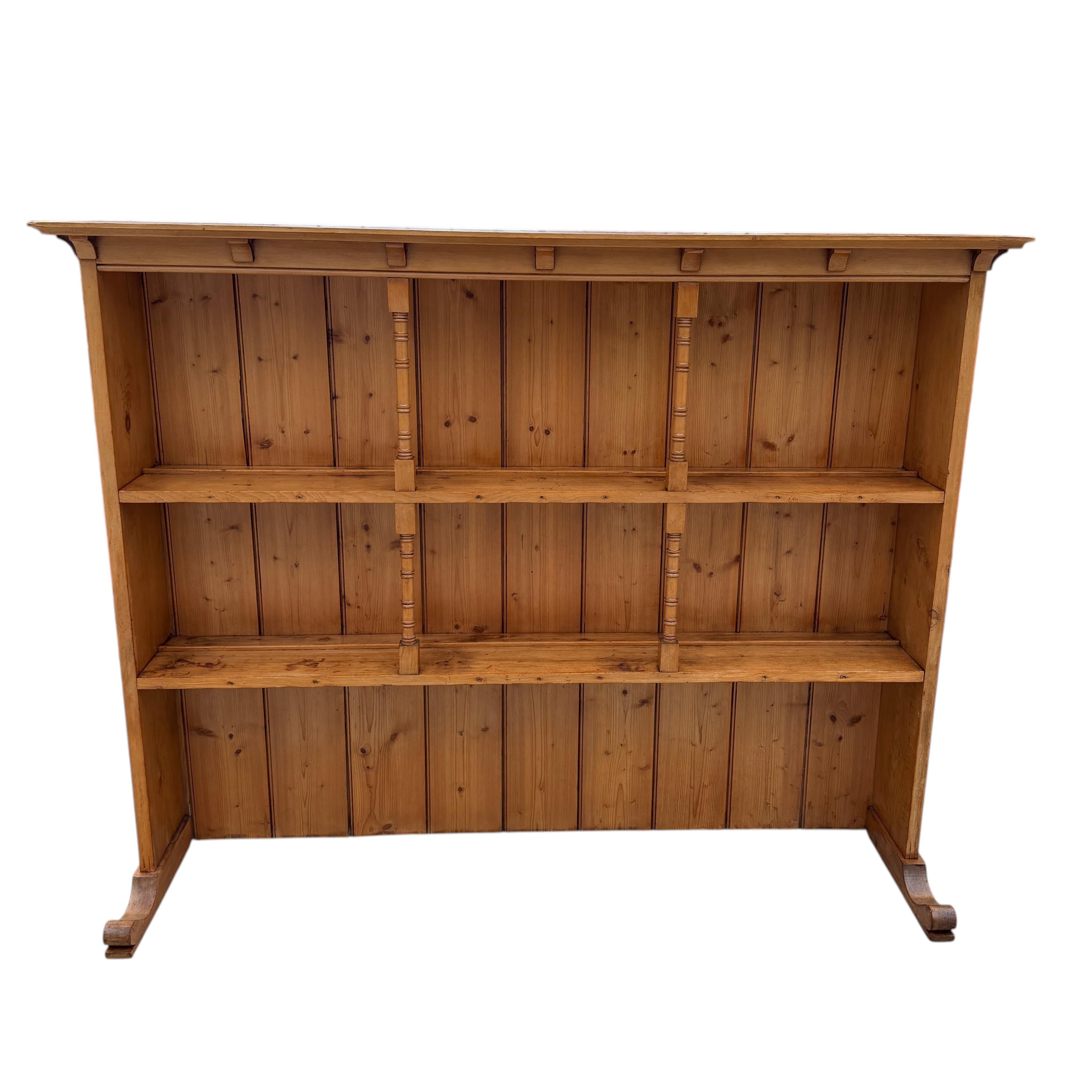 19thc English Pine Book Shelf / Plate Rack