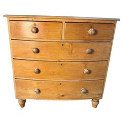 19thC English Pine BowFront Chest of Drawers
