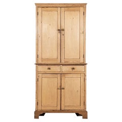 19thC English Pine Breakfront Cabinet