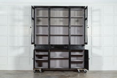 19thC English Ebonised Pine Breakfront Housekeepers Cabinet