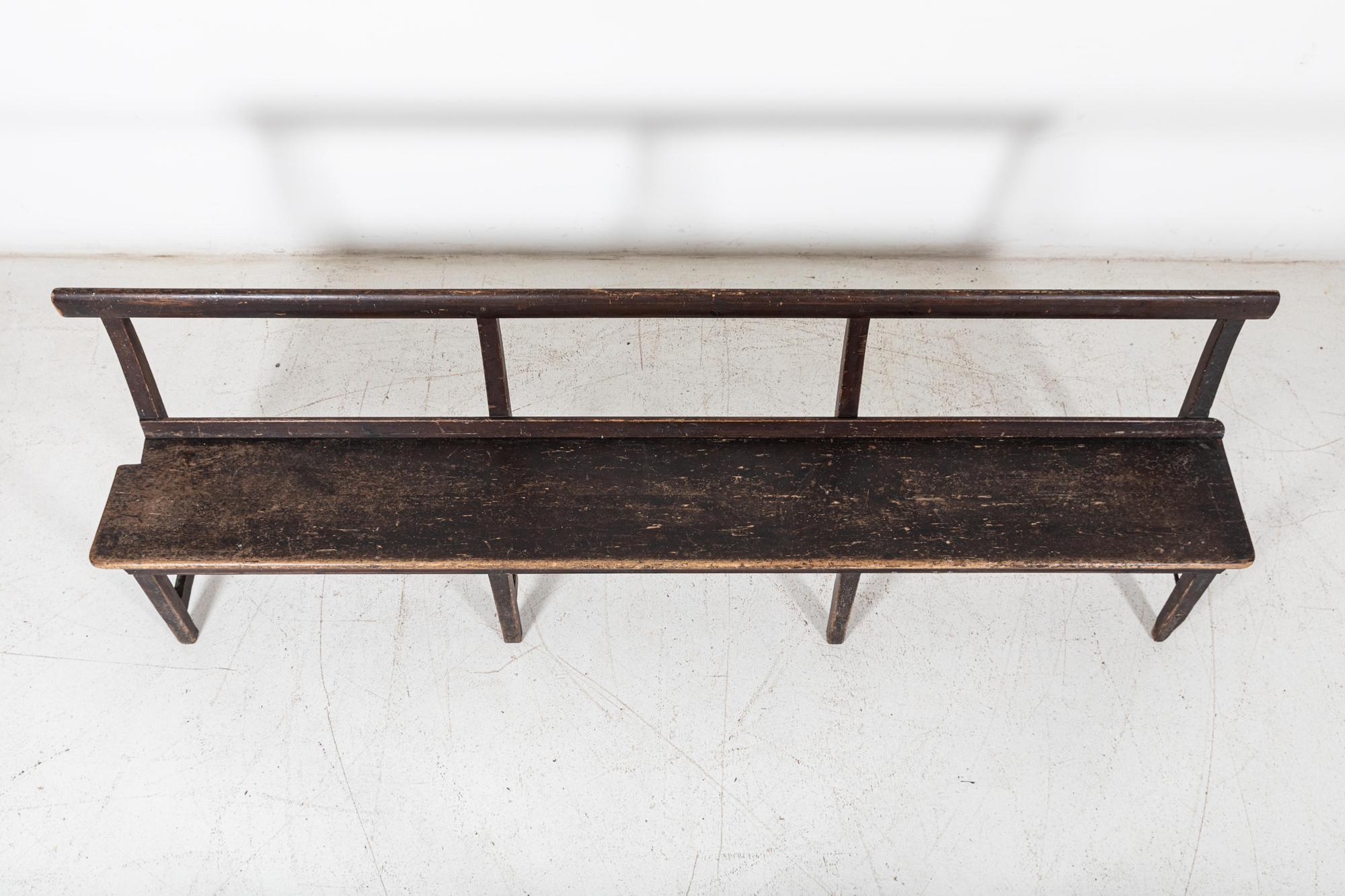 19thC English Pine Chapel Bench For Sale 5
