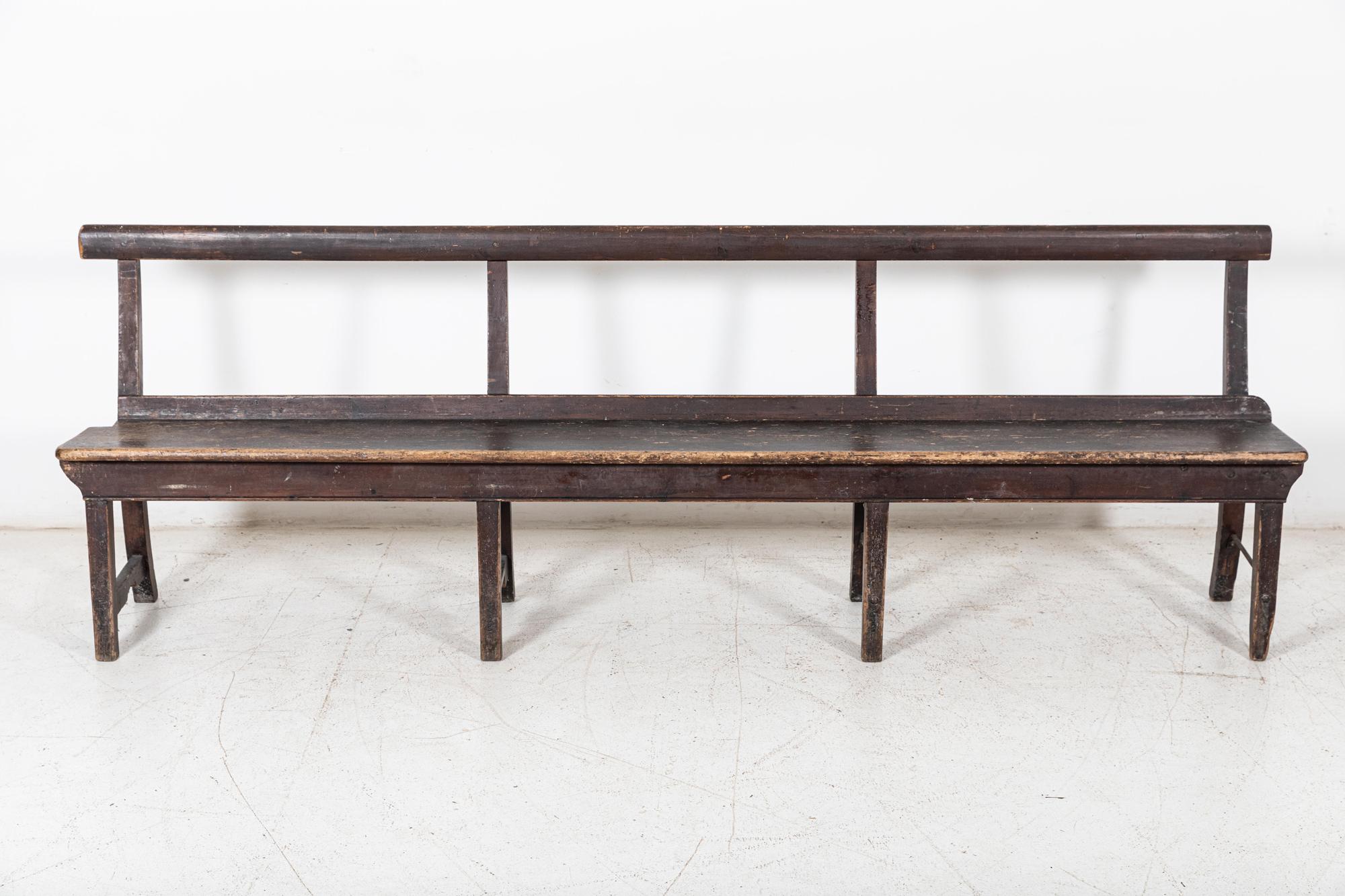 19thC English Pine Chapel Bench For Sale 6