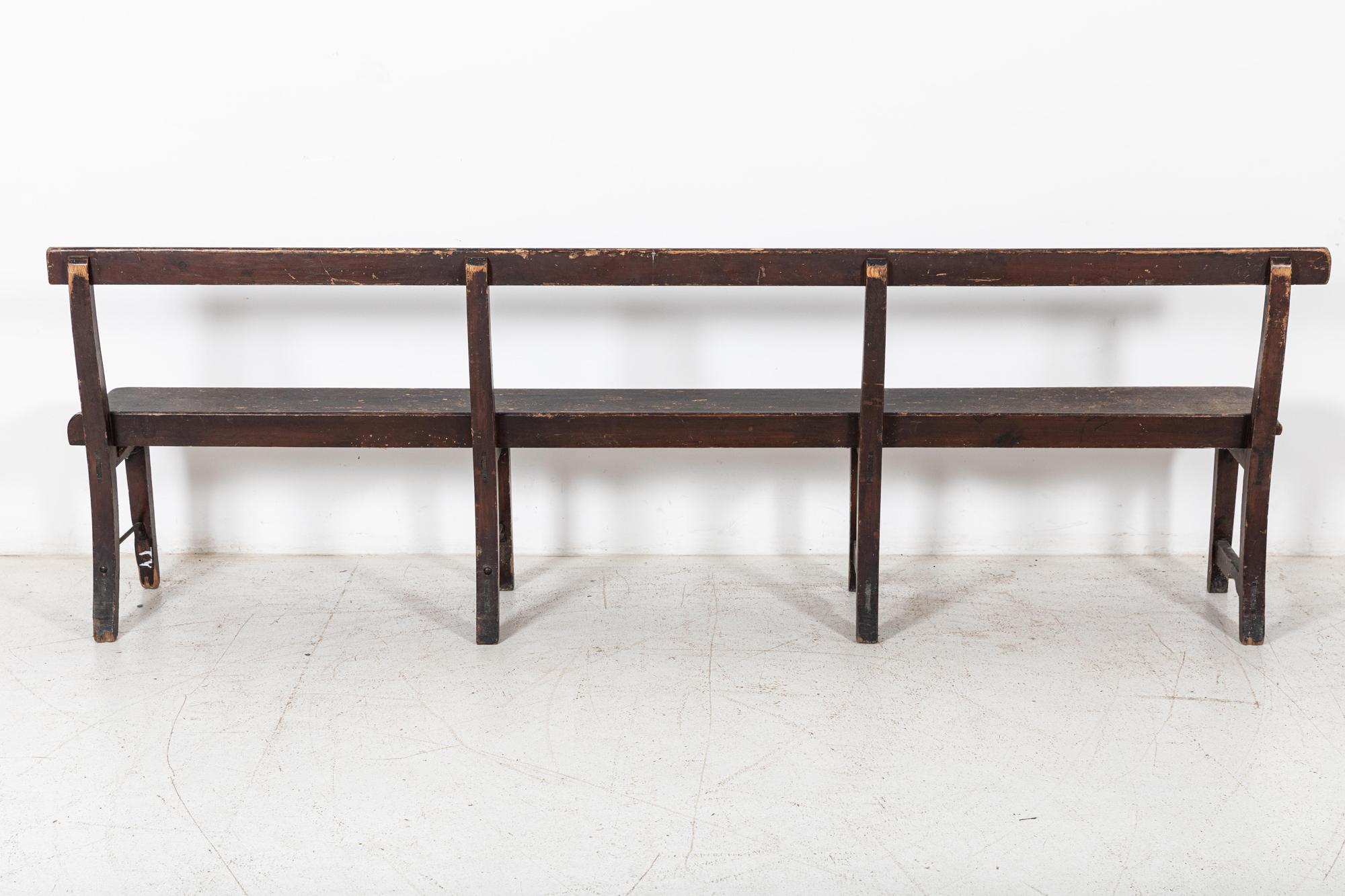 19thC English Pine Chapel Bench In Good Condition In Staffordshire, GB