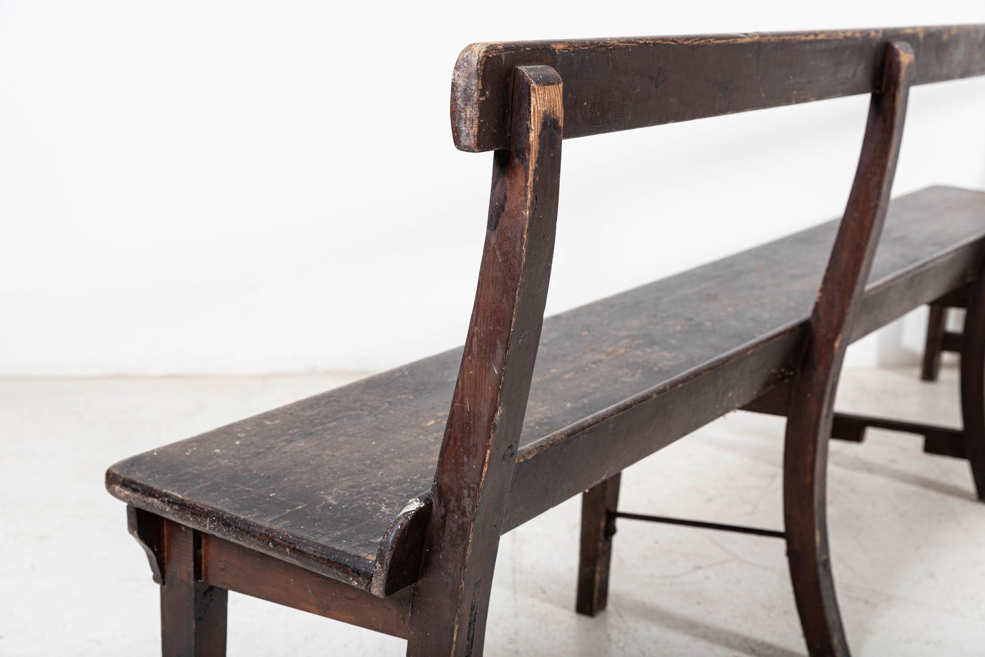 19thC English Pine Chapel Bench For Sale 1