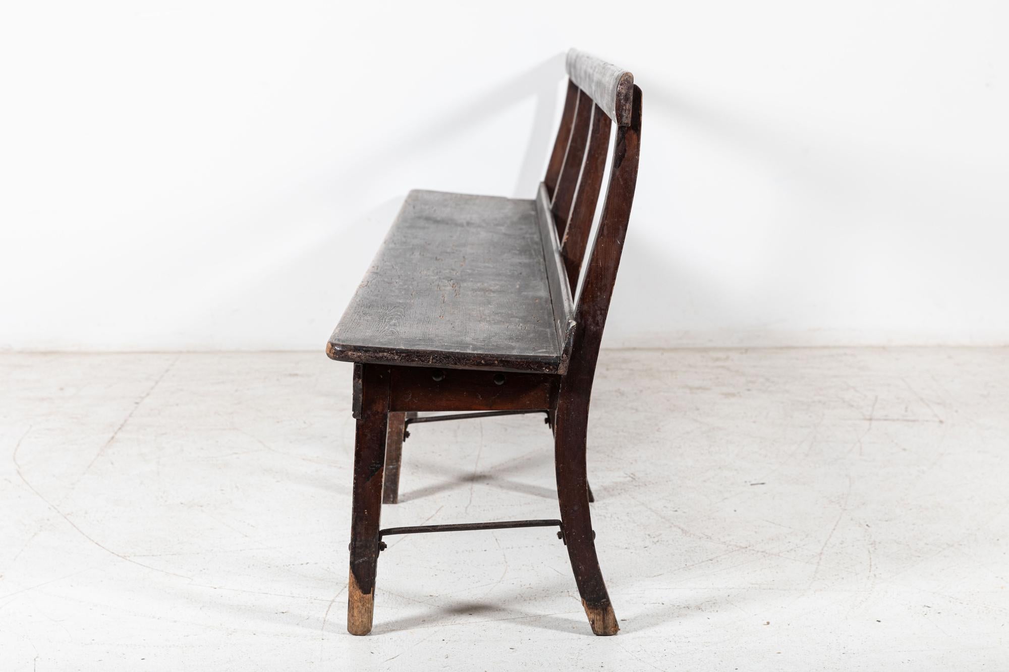 19thC English Pine Chapel Bench 3
