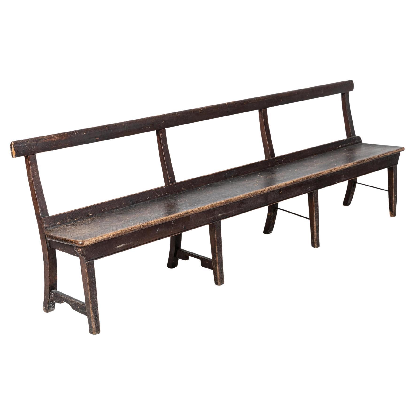 19thC English Pine Chapel Bench For Sale