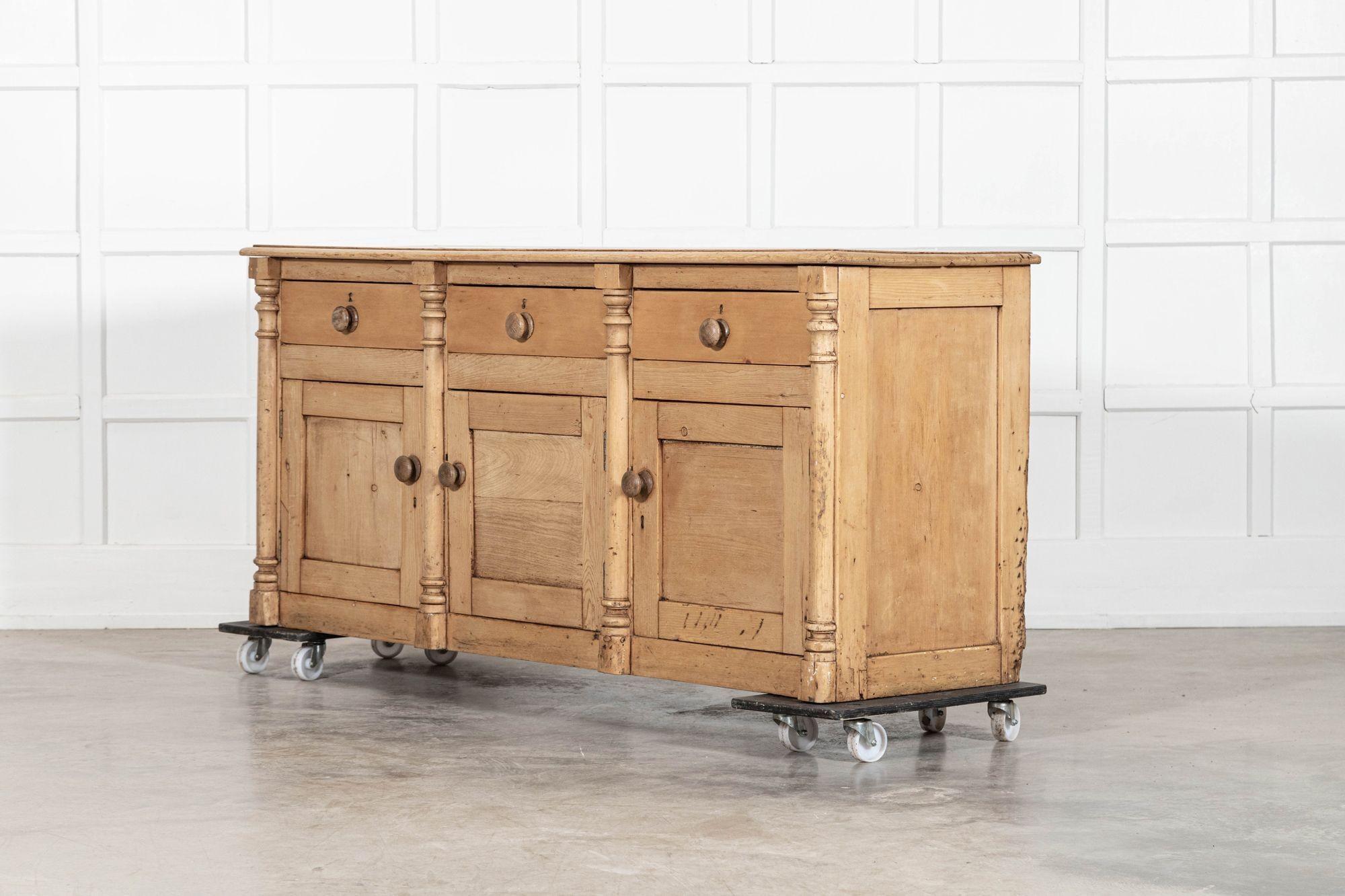 19thC English Pine Dresser Base For Sale 1