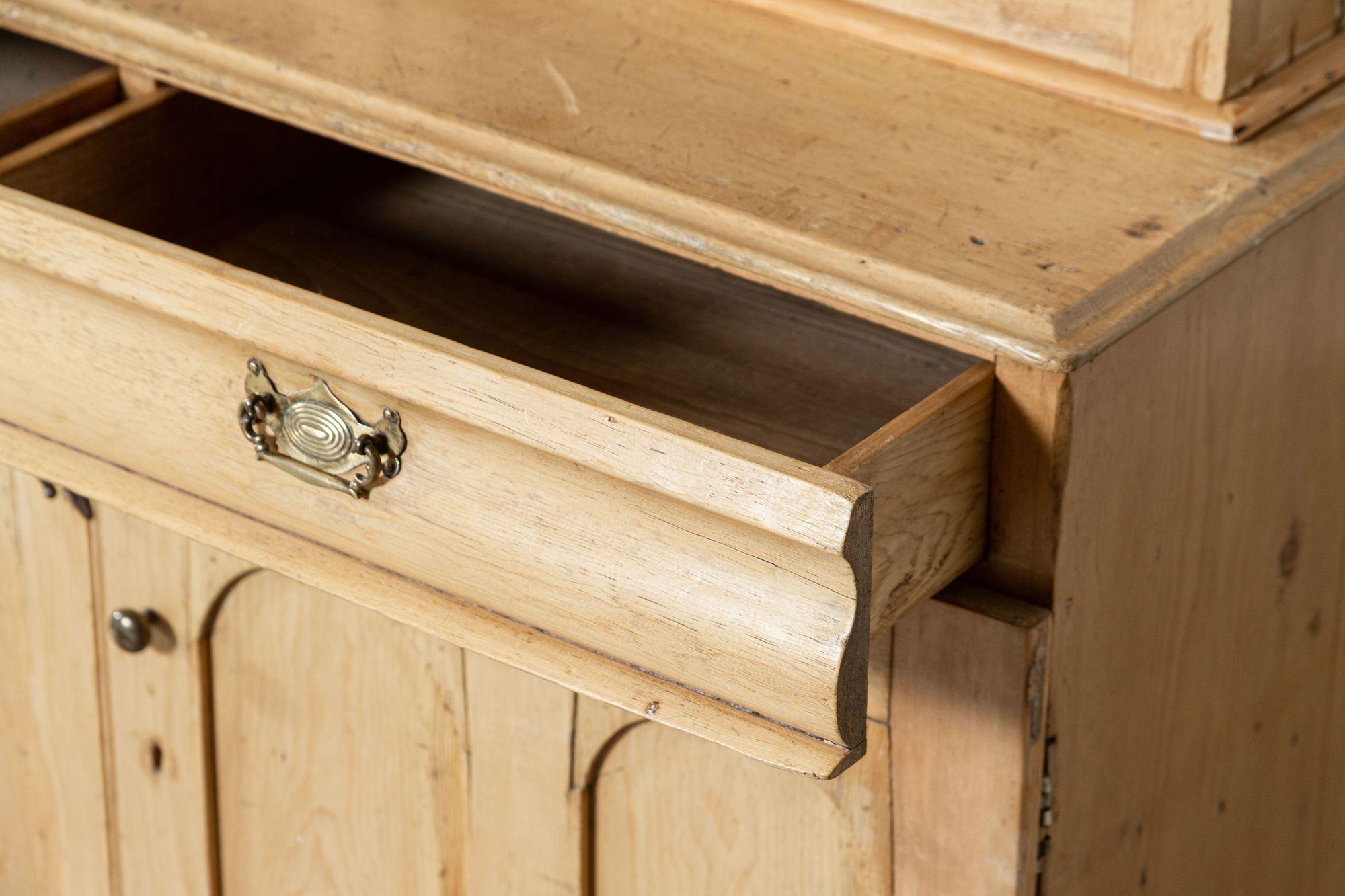 19th Century English Pine Glazed Dresser For Sale 10