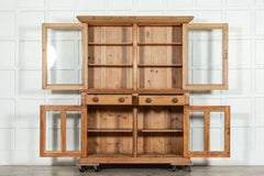 19thC English Pine Glazed Housekeepers Cabinet