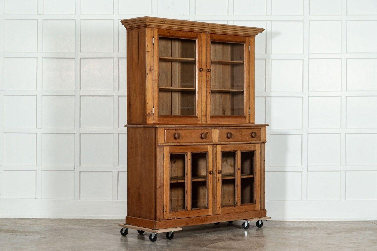 19thC English Pine Glazed Housekeepers Cabinet In Good Condition For Sale In Staffordshire, GB