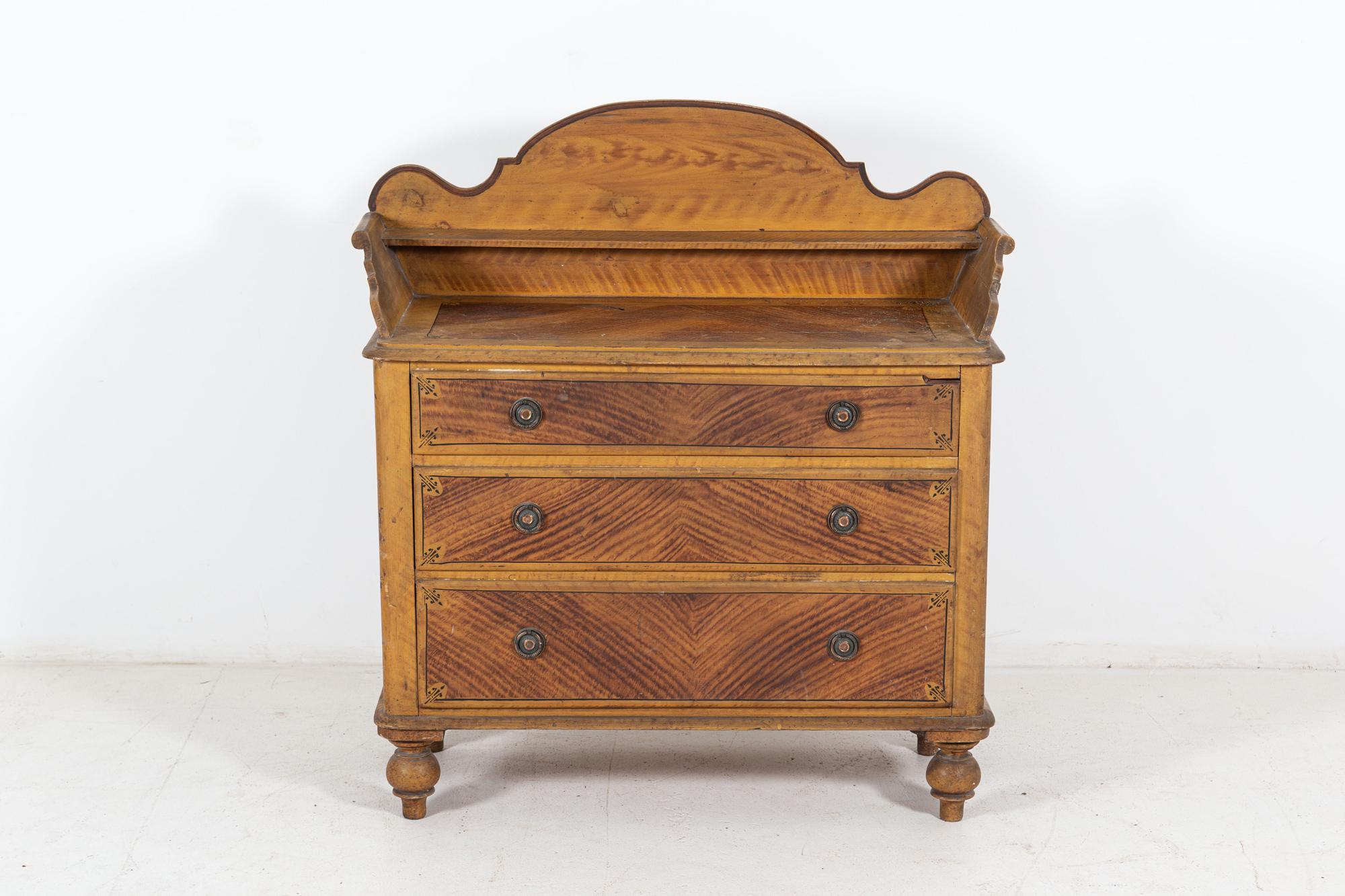 British 19thC English Pine Grain Painted Galleried Chest For Sale