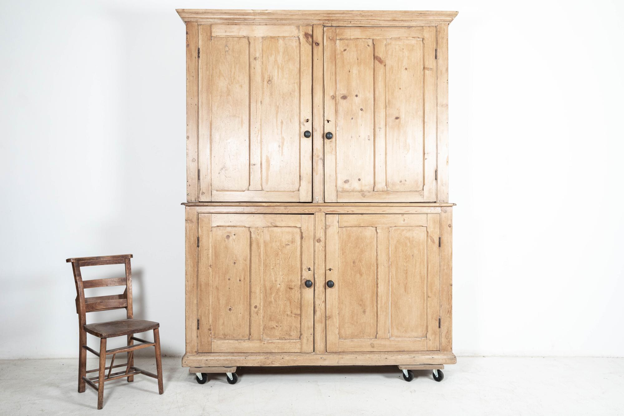 19thC English Pine Housekeepers Cupboard For Sale 1