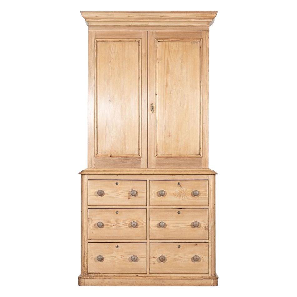 19thC English Pine Linen Cupboard