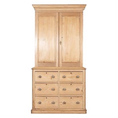 19thC English Pine Linen Cupboard